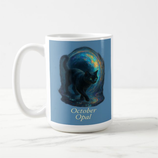 Mug octobre Opal - Black Cat & Iridescal Portal (Gauche)