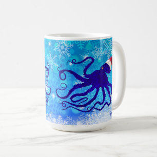 Mug Octopus de Noël bleu - 15 oz.Mug