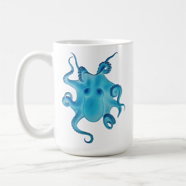 Mug Octopus Electric Ocean Blue Kraken Majestic Sea  (Gauche)