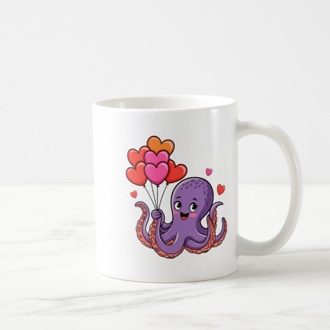 Mug Octopus With Heart Lloons Valentine Day  (Droite)