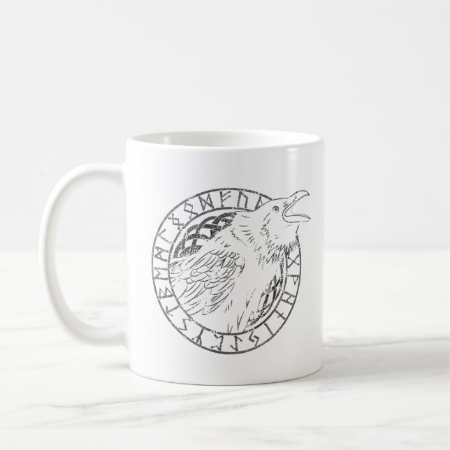 Mug Odin Corbeaux Huginn Muninn Cercle Runique Viking (Gauche)
