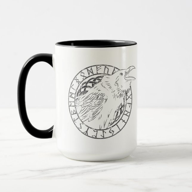 Mug Odin Corbeaux Huginn Muninn Cercle Runique Viking (Gauche)