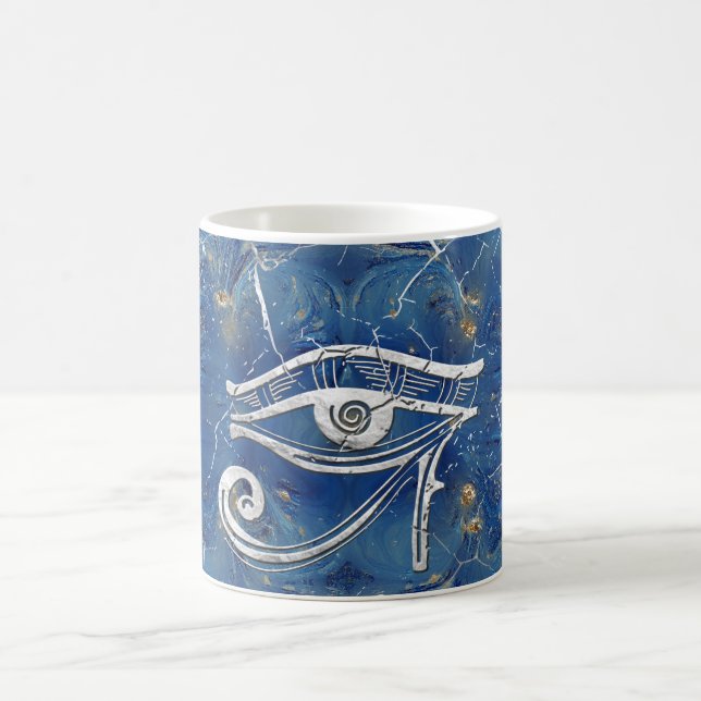 Mug Oeil égyptien argenté de Horus sur le marbre bleu (Centre)