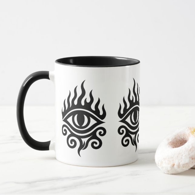Mug Oeil Tribal flamboyant - Puissance et vision Tee t (Avec donut)