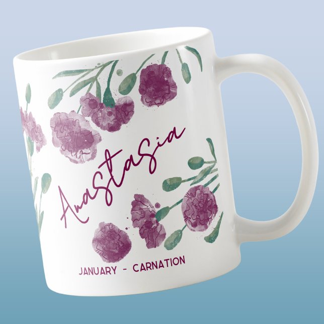 Mug Œillet personnalisé avec nom de naissance de janvi (Créateur téléchargé)