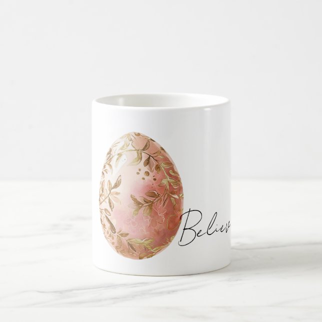 Mug Oeuf de Pâques de printemps rose aux feuilles d'or (Centre)