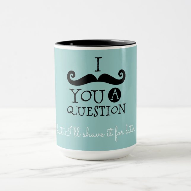 Mug Oeuf Robin noir Humour Moustache bleu (Centre)