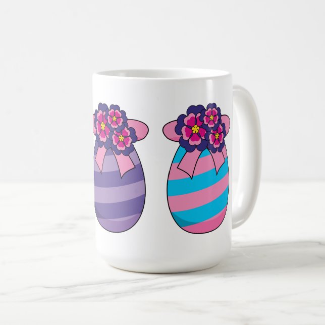 Mug Oeufs de Pâques aux fleurs et au ruban (Devant droit)