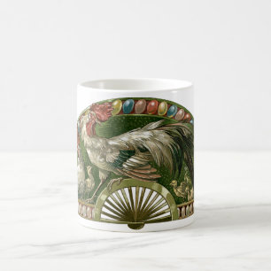 Mug Œufs de Pâques avec Poules, Art Nouveau Vintage