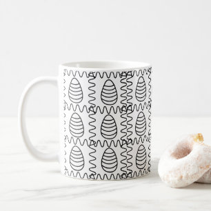 Mug Œufs de Pâques Chevron Noir et Blanc Joyeuses Pâqu