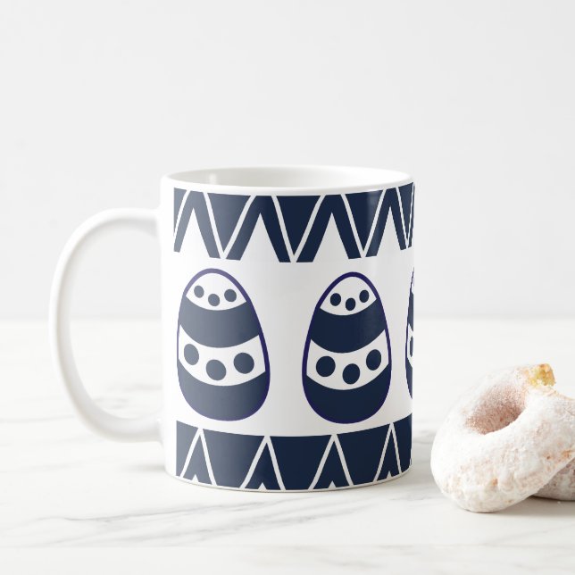Mug Œufs de Pâques Chevron Rayures Joyeuses Pâques Mot (Avec donut)