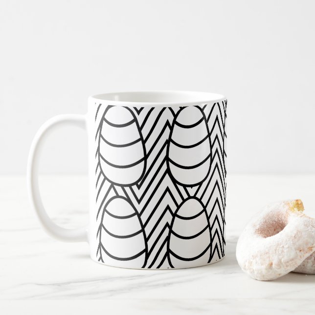 Mug Œufs de Pâques Chevron Rayures Joyeuses Pâques Mot (Avec donut)