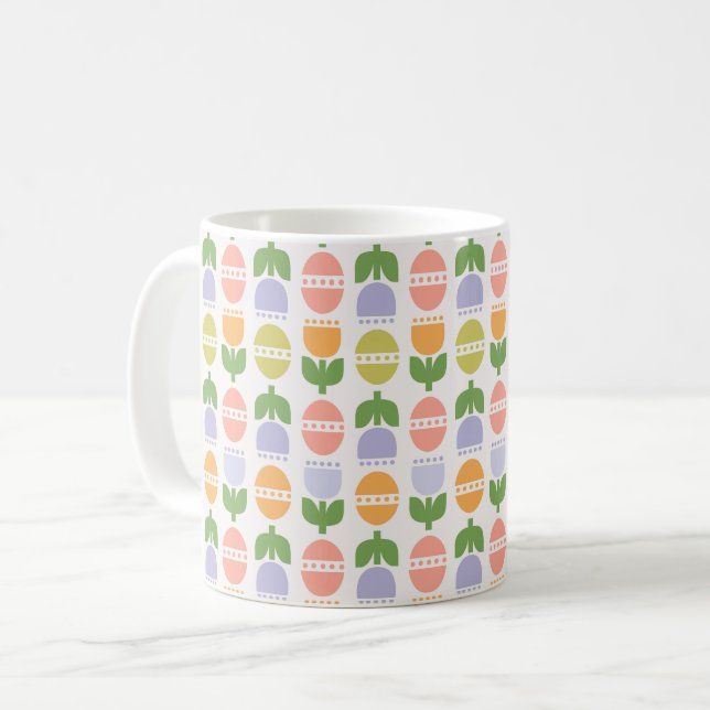 Mug Oeufs de Pâques et tulipes Couleurs pastel (Devant gauche)