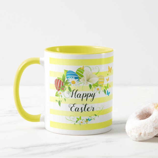 Mug OEufs de Pâques Fleurs de printemps et mouches à p (Avec donut)