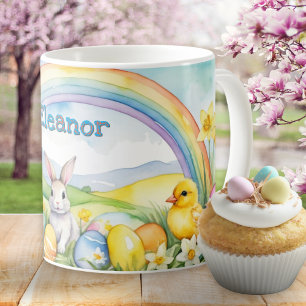 Mug Oeufs du paysage de printemps Bunny Arc-en-ciel