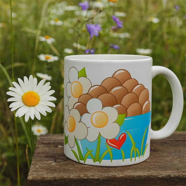 Mug Oeufs en Bleu avec Fleurs et Coeur (Créateur téléchargé)