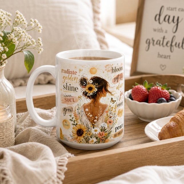 Mug Œuvre d'art à l'aquarelle affirmant des fleurs édi (Créateur téléchargé)