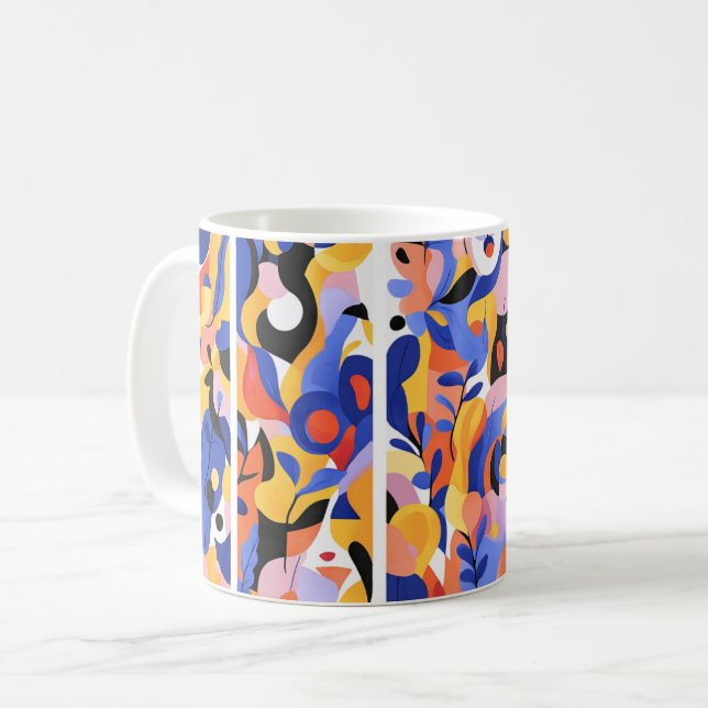 Mug Œuvre d'art abstrait géométrique. Rétro vintage (Devant gauche)