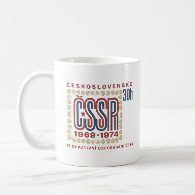 Mug Œuvre d'art de timbre tchécoslovaque ČSSR vintage (Gauche)