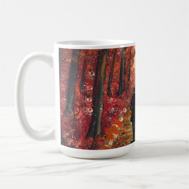 Mug Œuvre d'art faite main - Forêt orange  (Gauche)