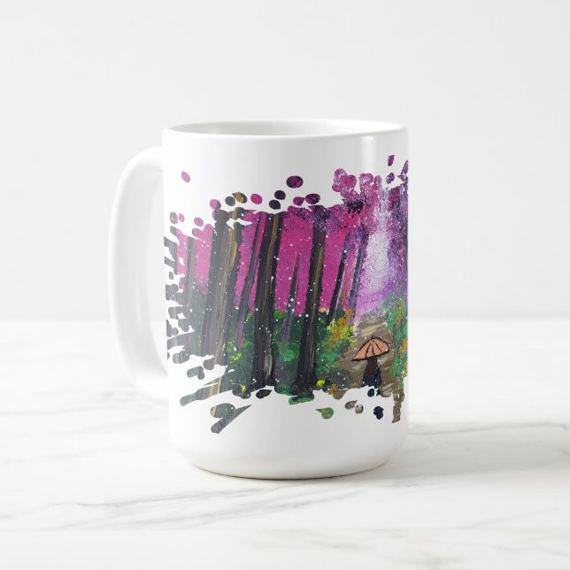 Mug Œuvre d'art faite main - Marche solitaire  (Devant gauche)