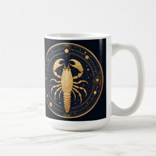 Mug Œuvre d'art Scorpion Doré avec Symboles Astrologiq