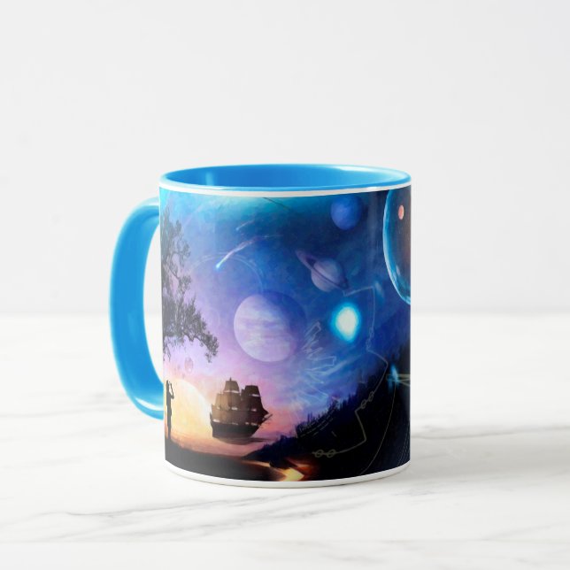Mug Œuvre d'art sur l'exploration spatiale : vaisseau  (Devant gauche)