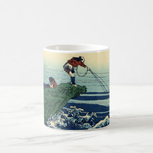 Mug Œuvre d'art vintage de Hokusai représentant un pêc