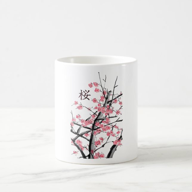 Mug Oeuvre de kanji japonais Sakura Cherry Blossom Tre (Centre)