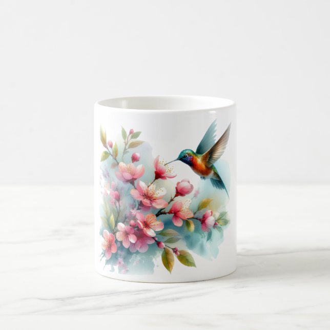 Mug OEuvre florale/printanière de colibri (Centre)