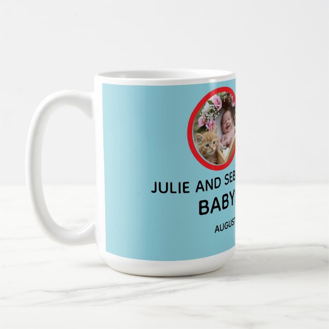 Mug Oh Bébé Chat Image Baby Shower Bleu (Gauche)