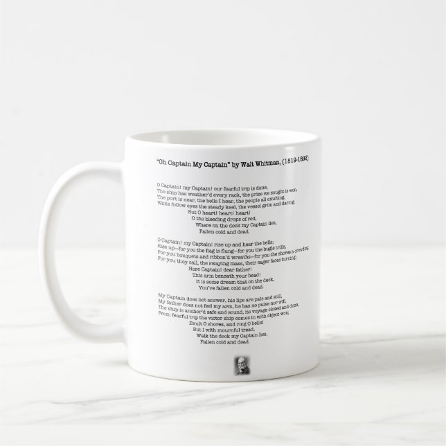 Mug "Oh Captain, My Captain" de Walt Whitman (Gauche)