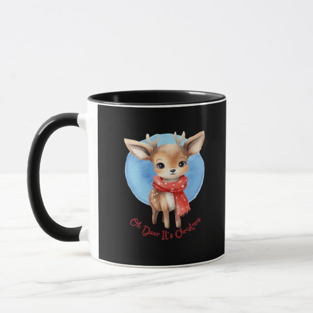 Mug Oh Cerf C'est Noël Design Classique Rétro (Gauche)
