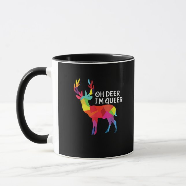 Mug Oh cerf drôle queer Pun LGBT Fierté Création (Gauche)