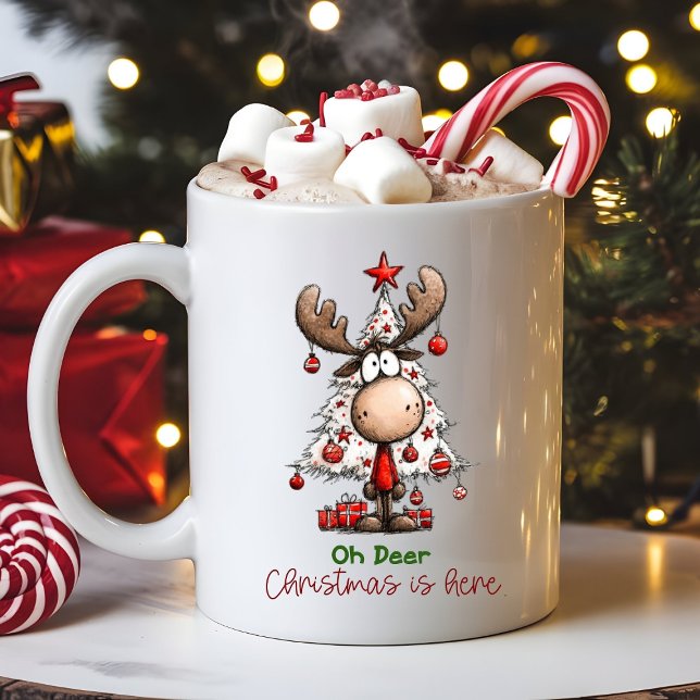 Mug Oh Cerf Noël Est Là Drôle De Renne  (Créateur téléchargé)
