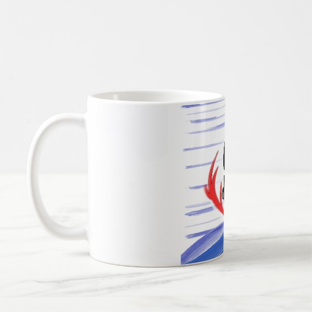 Mug "Oh cerfs communs ! "avec les hornes et la neige (Gauche)
