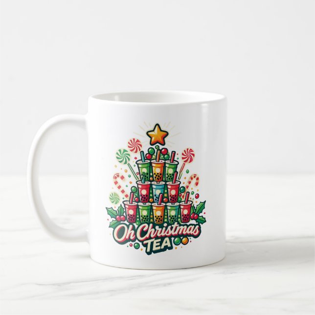 Mug Oh Christmas Tea - Drôle Boba Bubble Tea Holiday (Gauche)