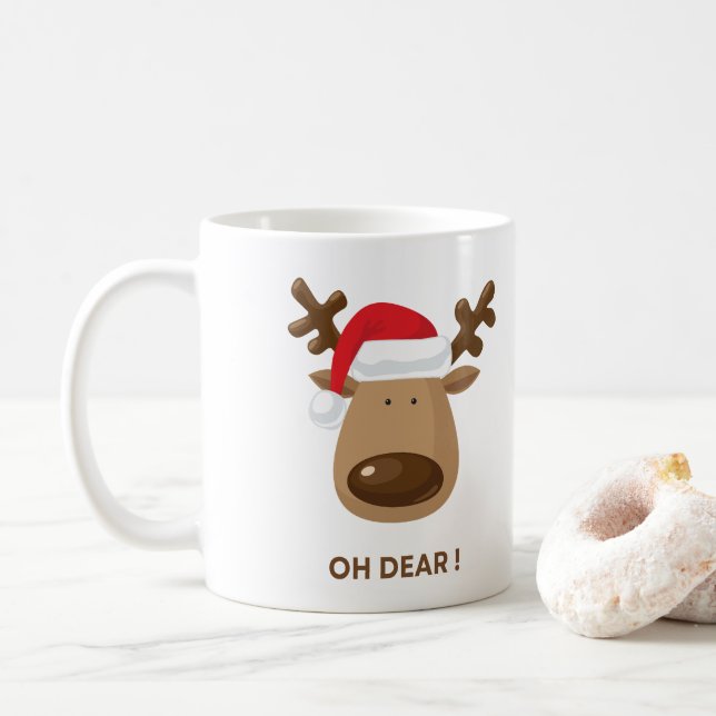 Mug Oh Dear Funny Reindeer Vacances pour les familles  (Avec donut)
