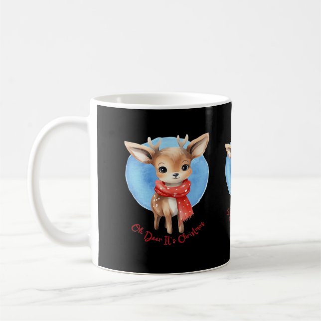 Mug Oh Deer Its Christmas Retro Classic Design (Gauche)