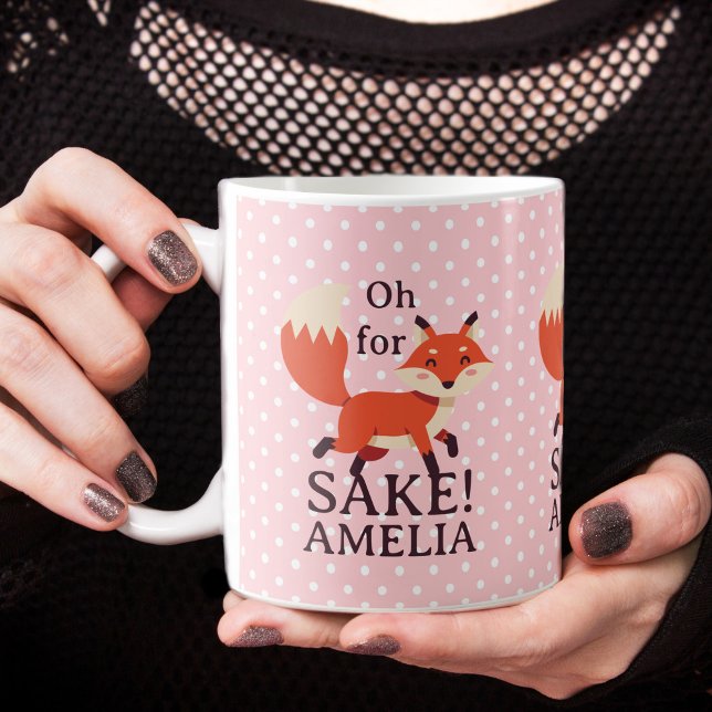 Mug Oh Mon Dieu Renard Rose À Pois (Oh For Fox Sake Pink Polka Dot Coffee Mug)