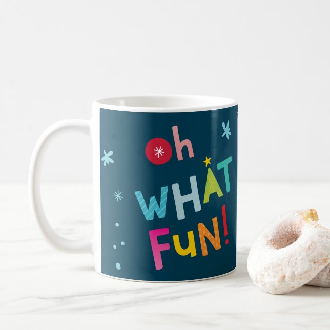 Mug OH QUELLE FUN PHOTO typographie moderne colorée (Avec donut)