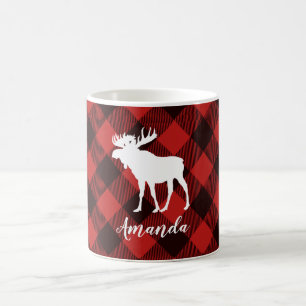 Mug Oie et buffle Noël rouge et noir plat