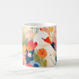 Mug Oie fantaisiste dans un jardin fleuri en fleurs