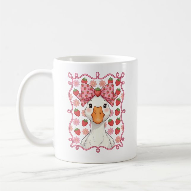Mug Oie fraise femme été noeud (Gauche)