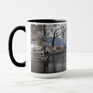 Mug Oies Se Levant De L'Eau En Vol
