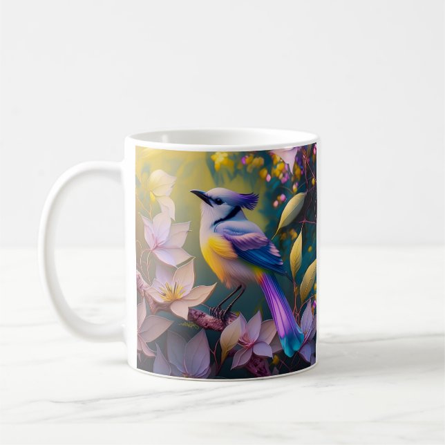 Mug Oiseau à poitrine jaune violet (Gauche)