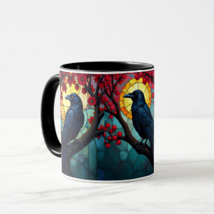 Mug Oiseau Art Vitrail Ravens-Crows