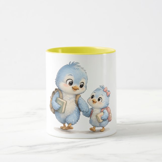 Mug Oiseau Bleu Accent Jaune Ensoleillé (Centre)