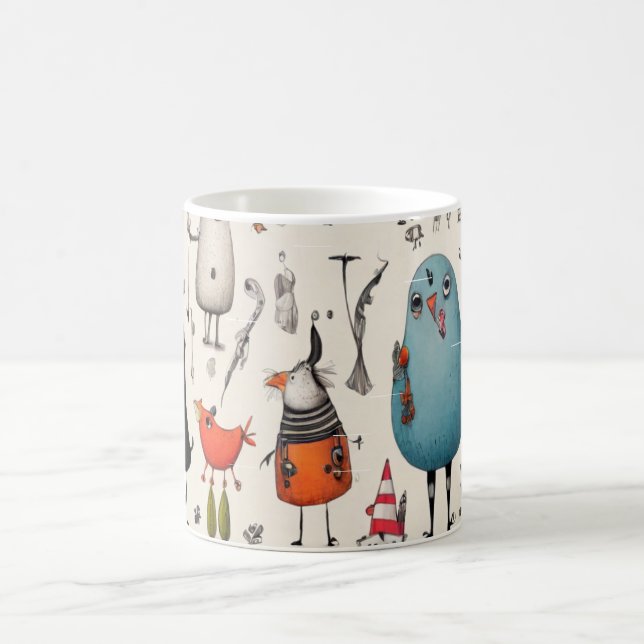 Mug Oiseau Bleu Fantaisiste et Amis de Fantaisie Illus (Centre)