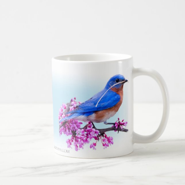 Mug Oiseau bleu oriental avec le cornouiller et le (Droite)